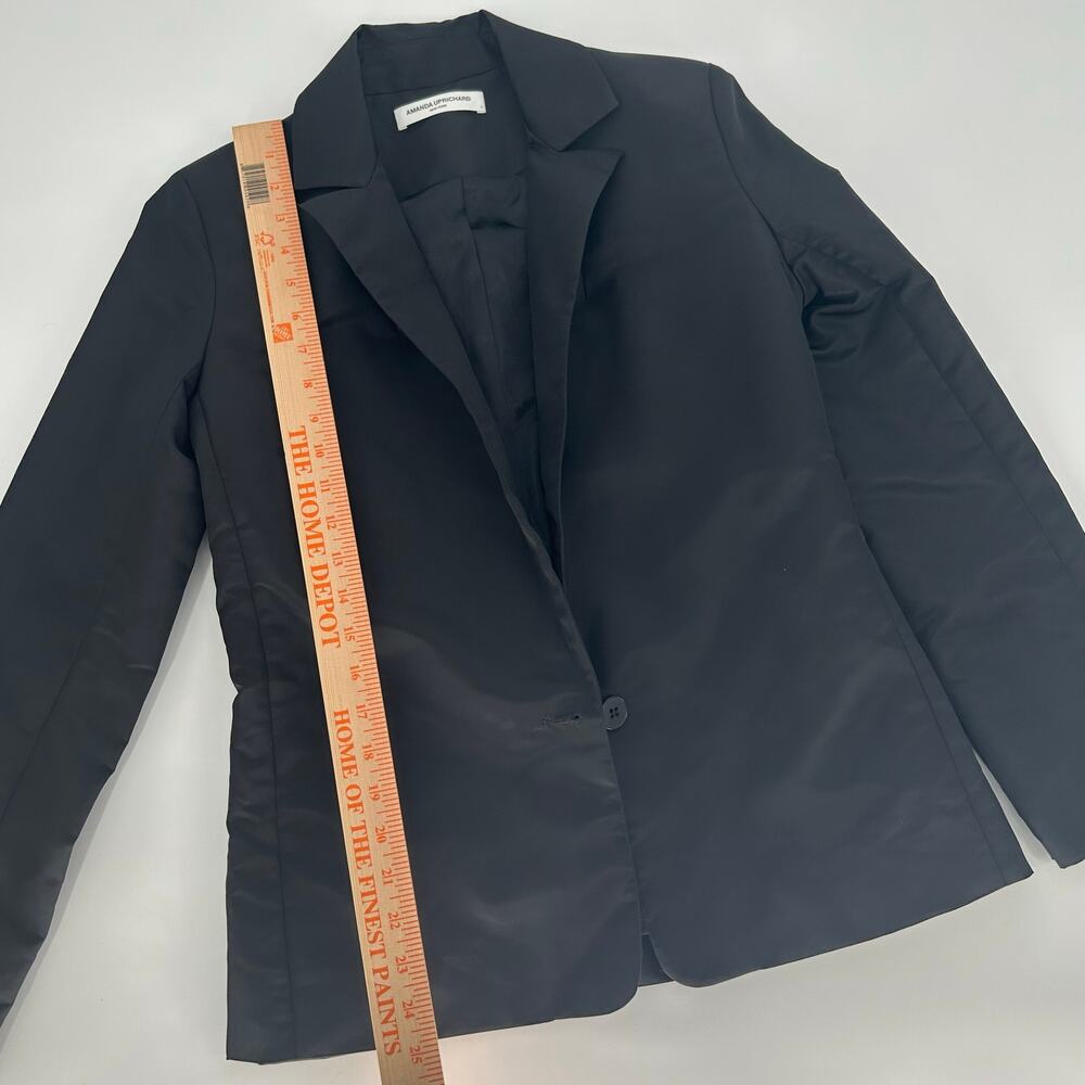 Amanda Uprichard Satin-Look Black Blazer | Size S - Picture 4 of 6